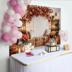 Lofaris Toile de fond pour automne rustique avec citrouilles, magnifique grand décor de récolte pour studio photo