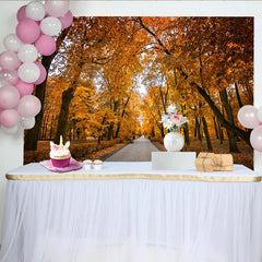 Lofaris Toile de fond de photographie paysage d'automne avec arbres et feuilles oranges, magnifique décor naturel pour studio photo