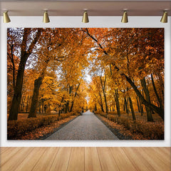 Lofaris Toile de fond de photographie paysage d'automne avec arbres et feuilles oranges, magnifique décor naturel pour studio photo
