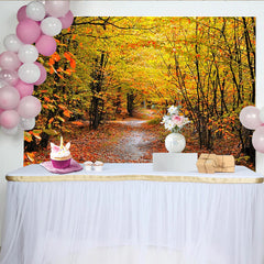Lofaris Toile de fond de photographie paysage d'automne avec feuilles jaunes et oranges, décor naturel pour studio et séance photo