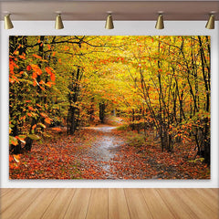 Lofaris Toile de fond de photographie paysage d'automne avec feuilles jaunes et oranges, décor naturel pour studio et séance photo