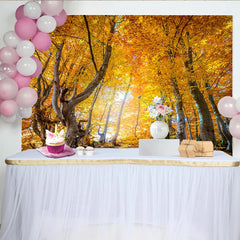 Lofaris Toile de fond de photographie forêt d'automne aux feuilles dorées, magnifique arrière-plan pour studio photo professionnel