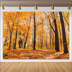 Lofaris Toile de fond de photographie forêt d'automne avec feuilles dorées, magnifique arrière-plan naturel pour studio photo et portrait
