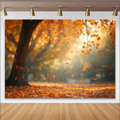 Lofaris Toile de fond de photographie d'automne avec feuilles dorées et lumière douce, arrière-plan naturel pour studio photo et portraits