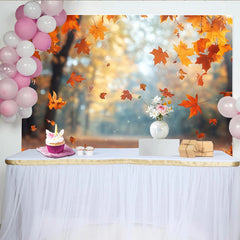 Lofaris Toile de fond de photographie paysage d'automne avec feuilles tombantes et lumière chaude, décor naturel pour studio photo