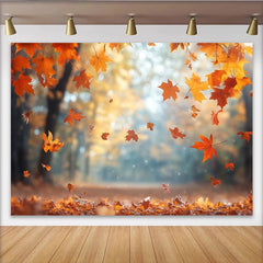 Lofaris Toile de fond de photographie paysage d'automne avec feuilles tombantes et lumière chaude, décor naturel pour studio photo