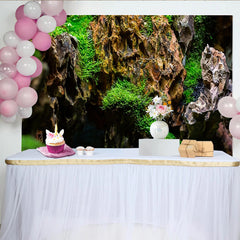 Lofaris Toile de fond de photographie paysage naturel avec roches et mousse verte, arrière-plan texturé pour studio photo professionnel