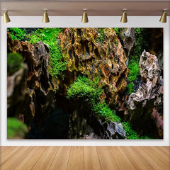Lofaris Toile de fond de photographie paysage naturel avec roches et mousse verte, arrière-plan texturé pour studio photo professionnel