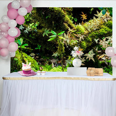 Lofaris Toile de fond de photographie forêt luxuriante avec mousse et verdure, arrière-plan naturel pour studio photo ou événement