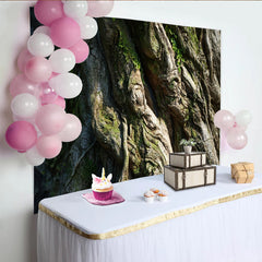 Lofaris Toile de fond de photographie tronc d'arbre avec mousse verte et texture rustique, véritable arrière-plan naturel pour studio photo