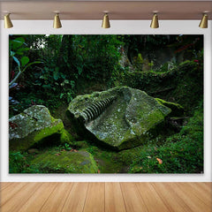 Lofaris Toile de fond de photographie paysage naturel rochers moussus et motif spiralé, arrière-plan de studio pour portrait et séance photo