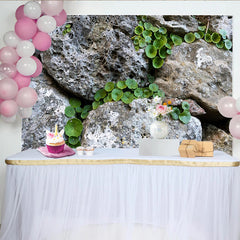 Lofaris Toile de fond de photographie mur de pierre naturel avec plantes vertes, arrière-plan rustique organique pour studio photo