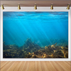 Lofaris Toile de fond de photographie sous-marine avec rayons de soleil, arrière-plan océanique pour studio photo et décor d'aquarium