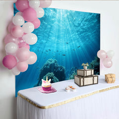 Lofaris Toile de fond de photographie sous-marine avec coraux et poissons, magnifique arrière-plan océanique pour studio photo professionnel