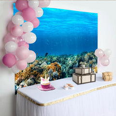 Lofaris Toile de fond de photographie sous-marine avec récif corallien et eau bleue, véritable arrière-plan aquatique pour studio