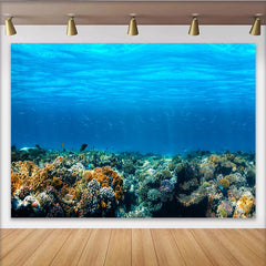Lofaris Toile de fond de photographie sous-marine avec récif corallien et eau bleue, véritable arrière-plan aquatique pour studio