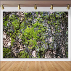 Lofaris Toile de fond de photographie texture d'écorce et mousse verte naturelle, arrière-plan rustique pour studio photo et portrait