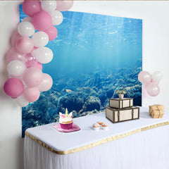 Lofaris Toile de fond de photographie sous-marine bleue avec rayons de soleil, magnifique arrière-plan aquatique pour studio photo et portraits