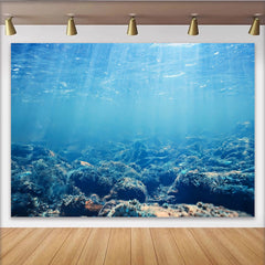 Lofaris Toile de fond de photographie sous-marine bleue avec rayons de soleil, magnifique arrière-plan aquatique pour studio photo et portraits