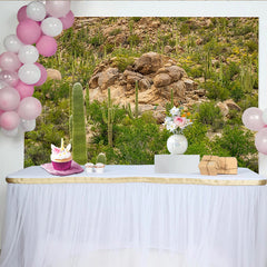 Lofaris Toile de fond de photographie paysage désertique avec cactus et rochers, véritable arrière-plan naturel pour studio photo et événements