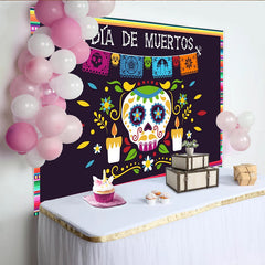 Lofaris Toile de fond pour le Jour des Morts avec crâne en sucre et papel picado, décoration festive pour célébration mexicaine