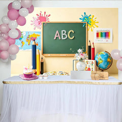 Lofaris Toile de fond pour la rentrée scolaire avec tableau noir et crayons, décor éducatif coloré pour studio photo ou salle de classe