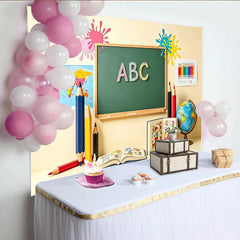 Lofaris Toile de fond pour la rentrée scolaire avec tableau noir et crayons, décor éducatif coloré pour studio photo ou salle de classe