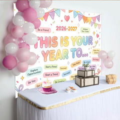 Lofaris Toile de fond colorée pour le Nouvel An avec guirlandes et cœurs, arrière-plan de vœux pour célébration et studio photo