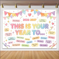 Lofaris Toile de fond colorée pour le Nouvel An avec guirlandes et cœurs, arrière-plan de vœux pour célébration et studio photo