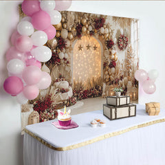 Lofaris Toile de fond de fête élégante avec ballons dorés et bordeaux, pour Noël et célébrations d'hiver, décor bohème