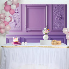 Lofaris Toile de fond lavande avec cadres ornés et motifs floraux, élégante décoration murale pour fête et photographie