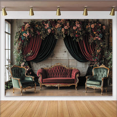 Lofaris Toile de fond de fête élégante avec fleurs et velours, pour mariage, anniversaire et séance photo