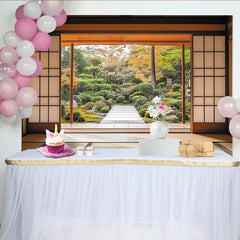 Lofaris Toile de fond jardin japonais zen avec shoji et couleurs d'automne, pour fête, nature et sérénité