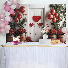Lofaris Toile de fond romantique cœurs et roses rouges, pour la Saint-Valentin, anniversaire et célébrations d'amour