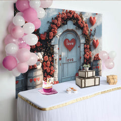 Lofaris Toile de fond romantique avec roses et cœurs, pour la Saint-Valentin et les anniversaires, décoration d'amour