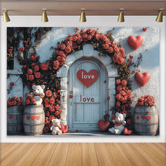Lofaris Toile de fond romantique avec roses et cœurs, pour la Saint-Valentin et les anniversaires, décoration d'amour