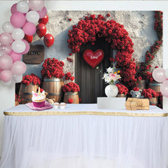 Lofaris Toile de fond romantique avec roses rouges et cœurs, pour la Saint-Valentin et les célébrations d'amour