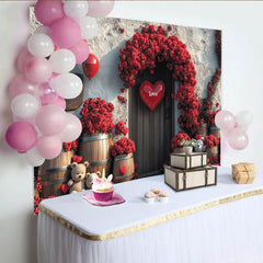 Lofaris Toile de fond romantique avec roses rouges et cœurs, pour la Saint-Valentin et les célébrations d'amour