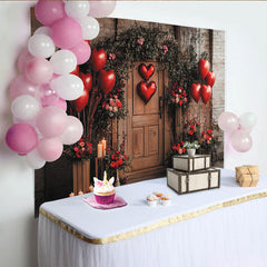 Lofaris Toile de fond romantique cœurs rouges et fleurs, pour Saint-Valentin et anniversires, ambiance rustique