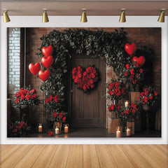 Lofaris Toile de fond romantique Saint-Valentin avec roses rouges et cœurs, magnifique décor pour séance photo et ambiance intime
