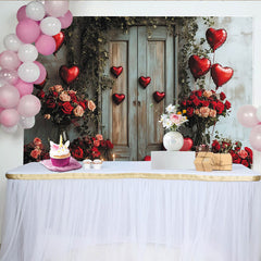 Lofaris Toile de fond Saint-Valentin romantique avec cœurs et roses, magnifique arrière-plan pour séance photo et décoration de fête