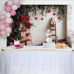 Lofaris Toile de fond romantique Saint-Valentin avec roses rouges et cœurs, magnifique arrière-plan pour séance photo et fête d'amour