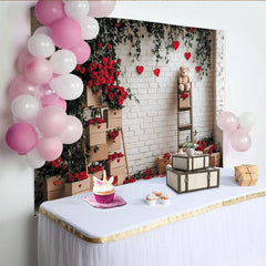 Lofaris Toile de fond romantique Saint-Valentin avec roses rouges et cœurs, magnifique arrière-plan pour séance photo et fête d'amour