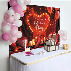 Lofaris Toile de fond pour la Saint-Valentin avec ballons rouges et lumières, décor romantique pour séance photo