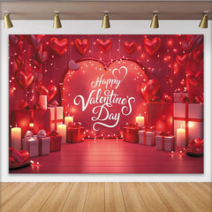 Lofaris Toile de fond Saint-Valentin avec cœurs rouges et cadeaux lumineux, magnifique arrière-plan romantique pour séance photo et fête