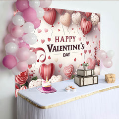 Lofaris Toile de fond Saint-Valentin romantique avec ballons cœurs et roses, magnifique décor festif pour l'amour et la photographie