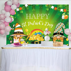 Lofaris Toile de fond pour la saint-patrick avec gnomes et arc-en-ciel, décor festif pour célébration et séance photo