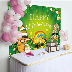 Lofaris Toile de fond pour la saint-patrick avec gnomes et arc-en-ciel, décor festif pour célébration et séance photo