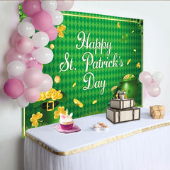 Lofaris Toile de fond pour la saint-patrick avec chaudron et trèfles, décor festif pour séance photo de fête irlandaise