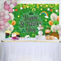 Lofaris Toile de fond joyeuse Saint-Patrick avec trèfles et leprechaun vert, décor festif irlandais pour célébration et studio photo